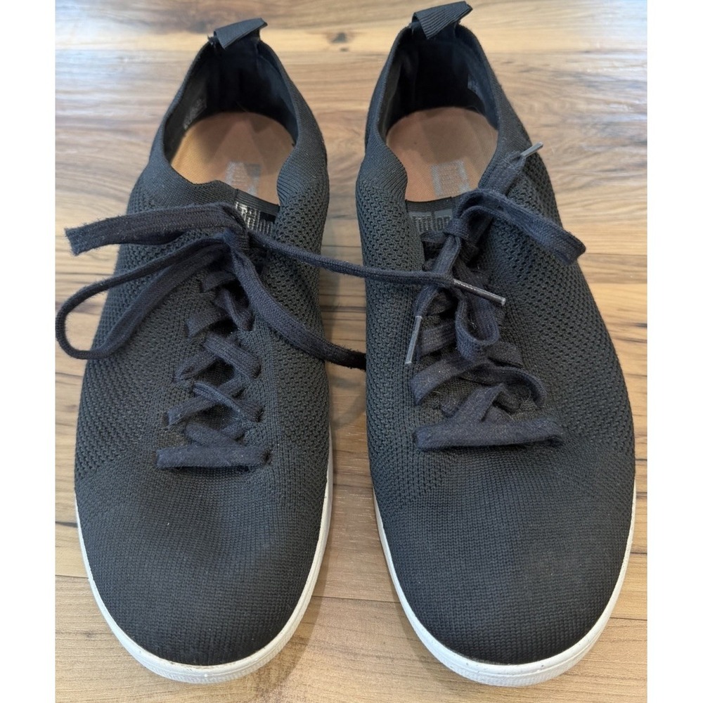 FitFlop F-Sporty Knit Sneakers Black Lace Up Walking Shoes Women's US 10 EU42